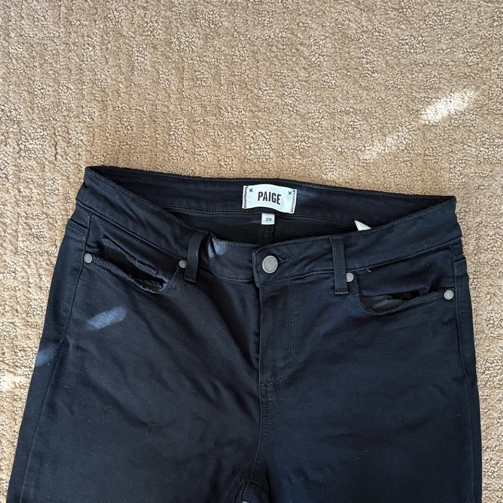 PAIGE Black Distressed Skinny Jeans - Picture 2 of 4